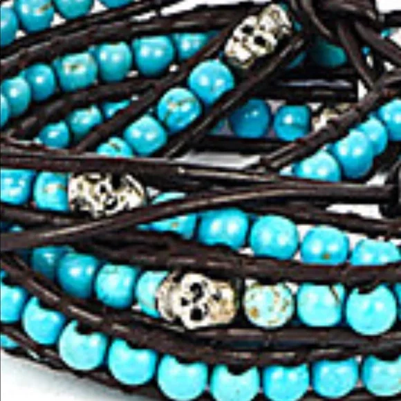 NWOT Turquoise and sterling silver wrapped bracelet - Picture 2 of 2